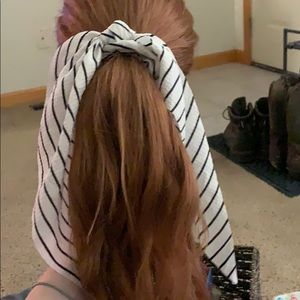 Black and white striped scrunchie